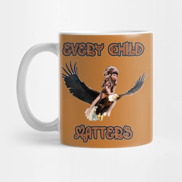 Every child matters. Child riding a bald eagle. by SafSafStore